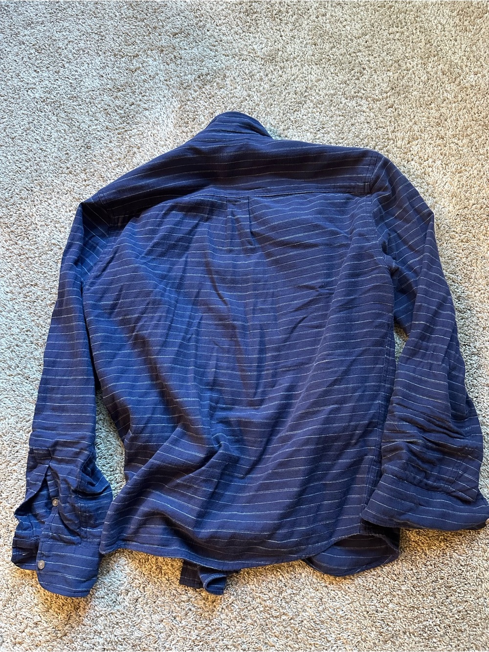Marine Layer Navy Striped Casual Button-Down Shirt - Picture 5 of 5
